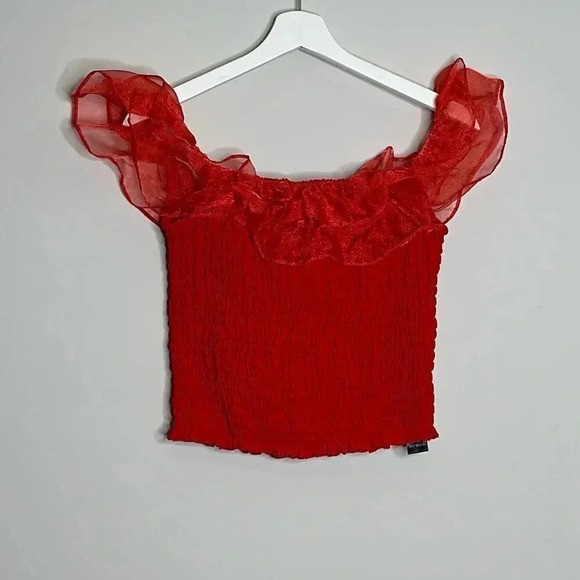 ASOS Shirred Ruffle Bandeau Top - Picture 7 of 12